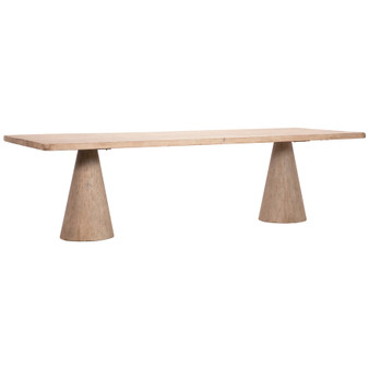Hayes 108" Rectangular Reclaimed Pine Double Cone Shaped Pedestal Base Dining Table
