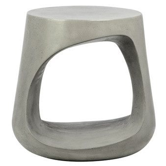 Candore Lightweight Concrete Round Indoor-Outdoor Side Table With Cutout In Natural Grey