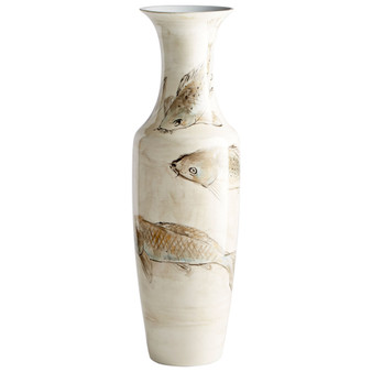 Playing Koi Vase | Tan and Ivory