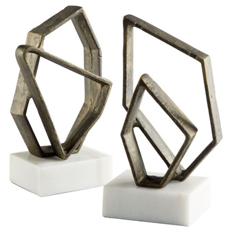 Euclid Bookends Designed by J. Kent Martin | White and Bronze