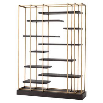 Cabinet Ward Brushed Brass Finish/Mocha Oak Veneer
