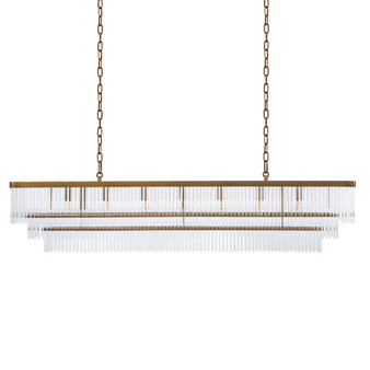 Chandelier East Rectangular Antique Brass Finish