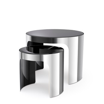 Side Table Piemonte Polished Stainless Steel Set of 2