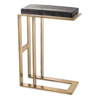 Side Table Pierre Vintage Brass Finish/Clear Glass