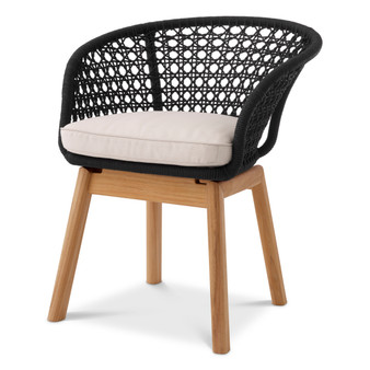 Outdoor Dining Chair Trinity Black Weave/Flores Off-White