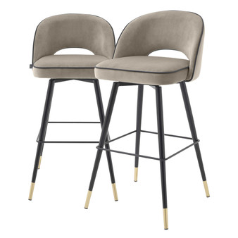 Bar Stool Cliff Savona Greige Velvet Set of 2