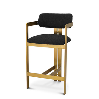 Counter Stool Donato Brushed Brass Finish/Bouclé Black