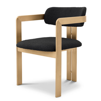 Dining Chair Donato Brushed Brass Finish/Bouclé Black