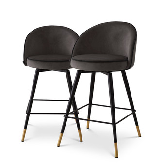 Counter Stool Cooper Roche Dark Grey Velvet Set of 2