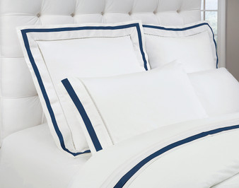 Chelsea Sheet Set  White/Navy (1 Flat Sheet, 1 Fitted Sheet, 2 King Pillow Cases) King