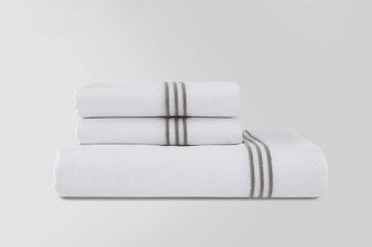 Madison Sheet Set King -3 Rows of Embroidery Gray (1 Flat Sheet, 1 Fitted Sheet, 2 King Pillow Cases)
