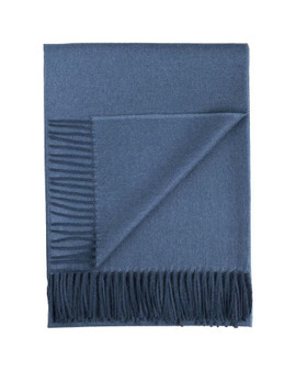 Alpaca Throw with Fringe Blue Jean