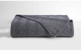 Herringbone Blanket  White/Navy Twin