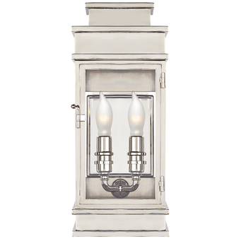 Linear Mini Wall Lantern in Polished Nickel with Clear Glass