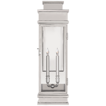 Linear Large Wall Lantern in Polished Nickel with Clear Glass
