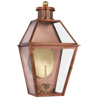 Stratford Medium 3/4 Gas Wall Lantern in Soft Copper with Clear Glass