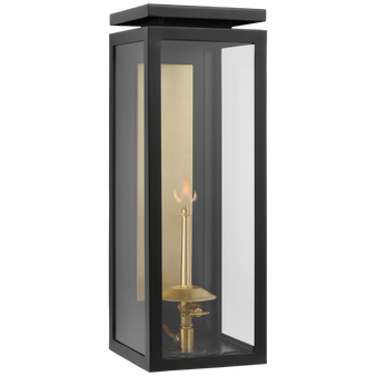 Fresno Medium 3/4 Gas Wall Lantern in Matte Black with Clear Glass