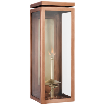 Fresno Medium 3/4 Gas Wall Lantern in Soft Copper with Clear Glass