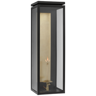 Fresno XL 3/4 Gas Wall Lantern in Matte Black with Clear Glass