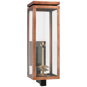 Fresno Medium Bracketed Gas Wall Lantern in Soft Copper with Clear Glass