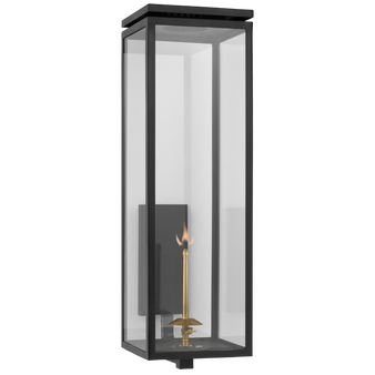 Fresno Grande Bracketed Gas Wall Lantern in Matte Black with Clear Glass