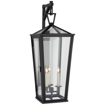 Darlana Large Tall Bracketed Wall Lantern in Bronze with Clear Glass