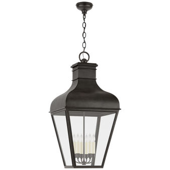 Fremont Grande Hanging Lantern in French Rust with Clear Glass