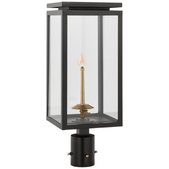 Fresno Medium Gas Post in Matte Black with Clear Glass