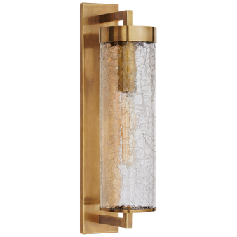 Liaison Large Bracketed Wall Sconce in Antique Burnished Brass with Crackle Glass