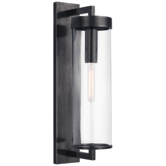 Liaison Large Bracketed Outdoor Wall Sconce in Bronze with Clear Glass