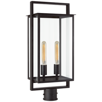 Halle Medium Post Lantern in Aged Iron with Clear Glass