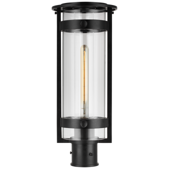 Kears Medium Post Lantern in Aged Iron with Clear Glass