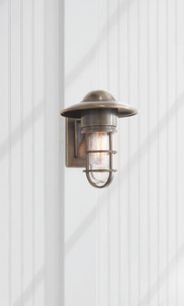 Marine Indoor/Outdoor Wall Light in Bronze with Seeded Glass