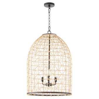 19X28 3 Light Rattan Pendant - Black
