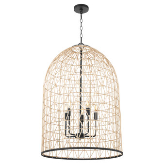 22X33 5 Light Rattan Pendant - Black