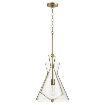 1 Light Stone/Seed Glass Pendant- Brass