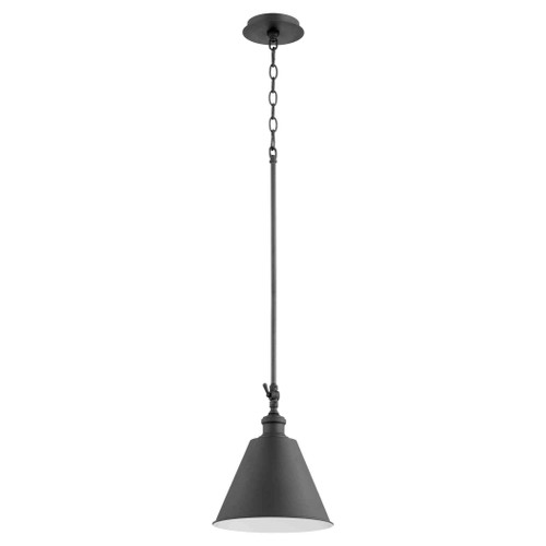 Mid Century Modern Metal Cone Pendant In Noir