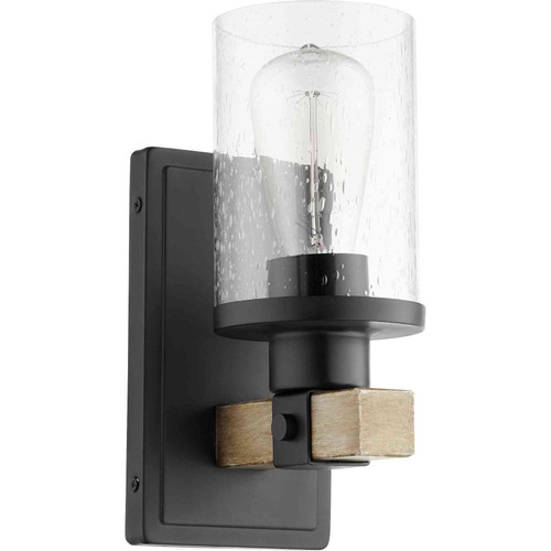 Modern Farmhouse Alpine 1 Light Wall Mount In Noir And Driftwood Finish