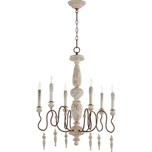 Traditional La Maison 28" Fall 6 Light In Manchester Grey And Rust Accents