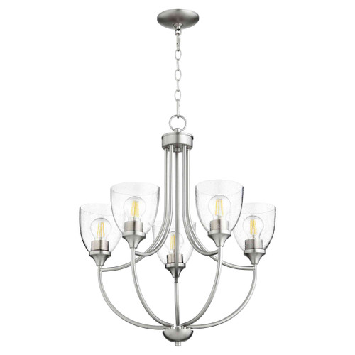 Traditional Enclave Clear Seeded Chandelier In Satin Nickel And Clear/Seeded