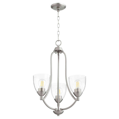 Transitional Barkley Clear Seeded Chandelier In Satin Nickel And Clear/Seeded