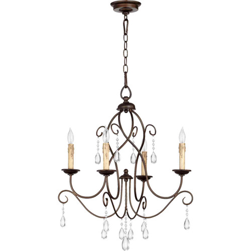 Transitional Cilia 4 Light Chandelier In Oiled Bronze