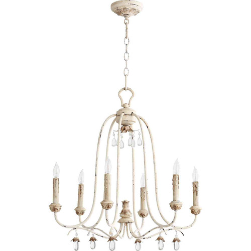 Transitional Venice 24" 6 Light Chandelier In Persian White