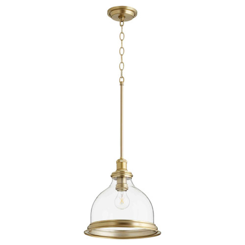 Transitional Clear With Ring Pendant In Aged Brass And Clear