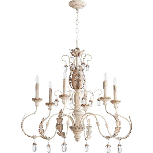 Transitional Venice 32" 6 Light Chandelier In Persian White
