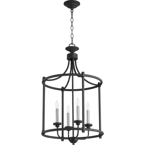 Traditional Large 4 Light Cage Entry In Noir