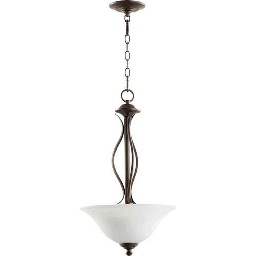 Transitional Spencer 3 Light Opal Pendant In Oiled Bronze And Satin Opal