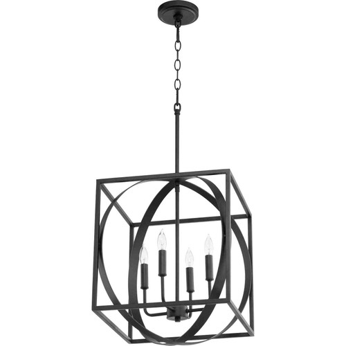 Transitional 4 Light Cube/Sphere Pendant In Noir