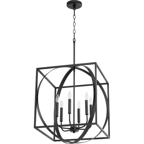 Soft Contemporary 6 Light Cube/Sphere Pendant In Noir