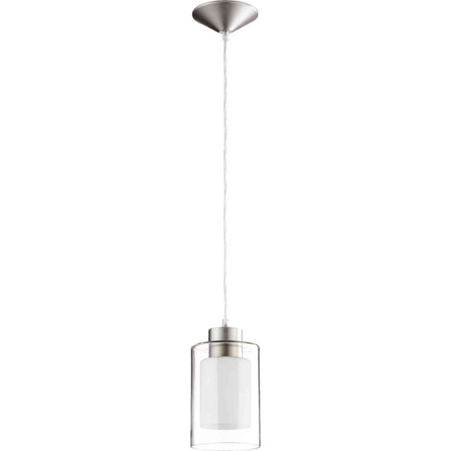 Transitional 1 Light Pendant Clear /Frst/ Clear In Satin Nickel Clear And White